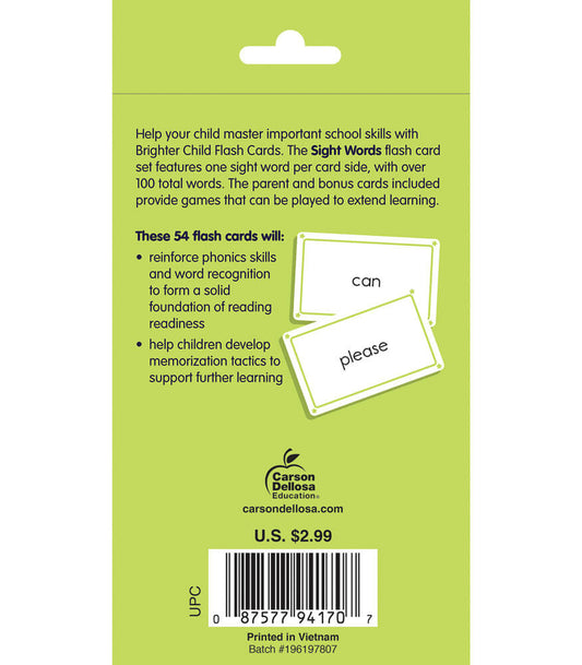 Sight Words Flash Cards Grade PK-2