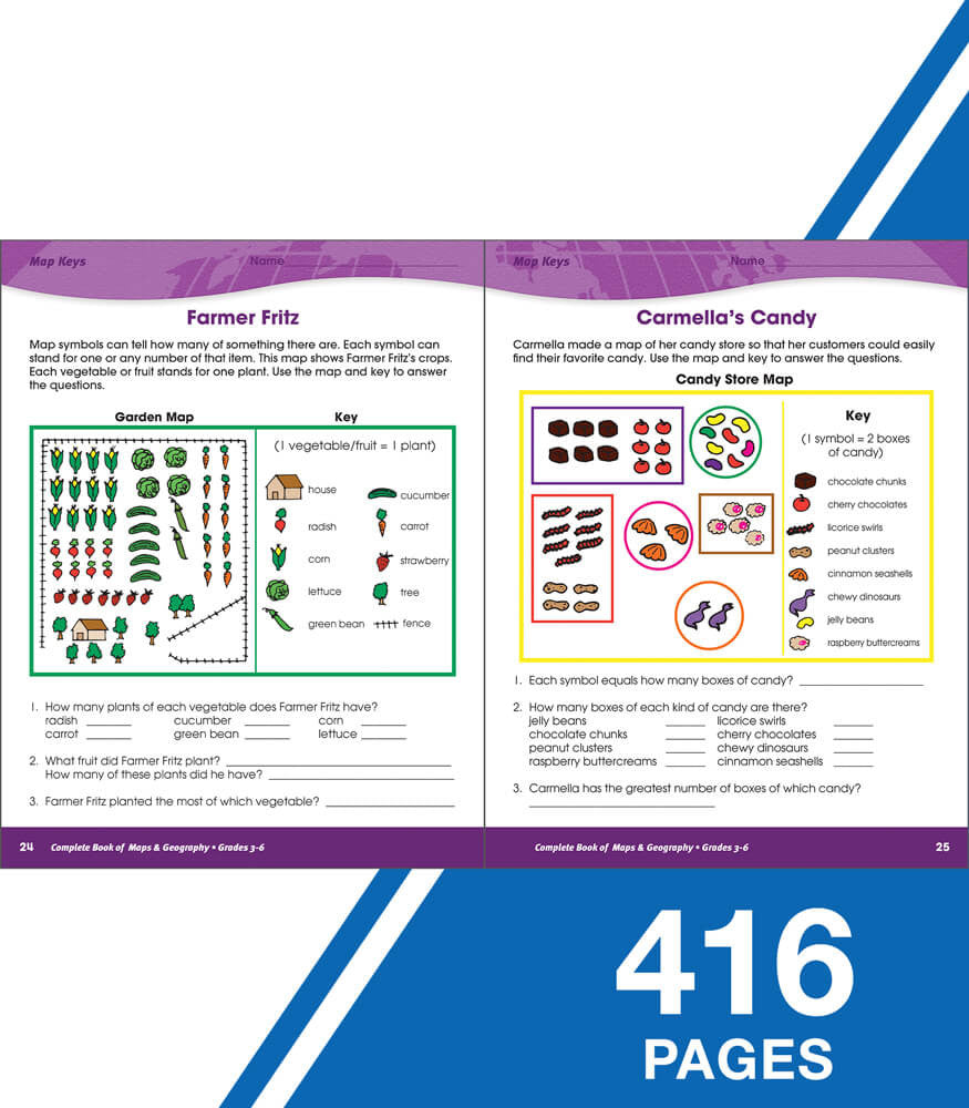 The Complete Book of Maps & Geography Workbook Grade 3-6 Paperback