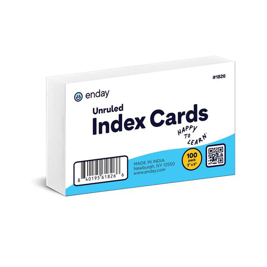 Unruled, White Index Card 3X5 100 Ct.