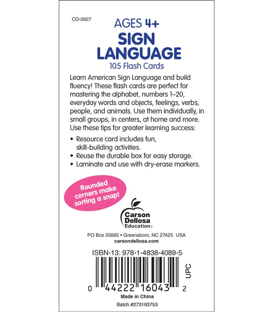 Sign Language Card Deck